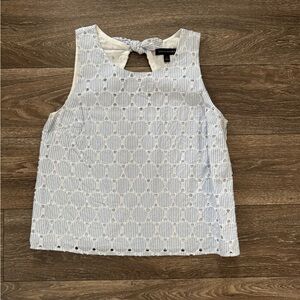 Banana Republic Blue & White Eyelet Tank